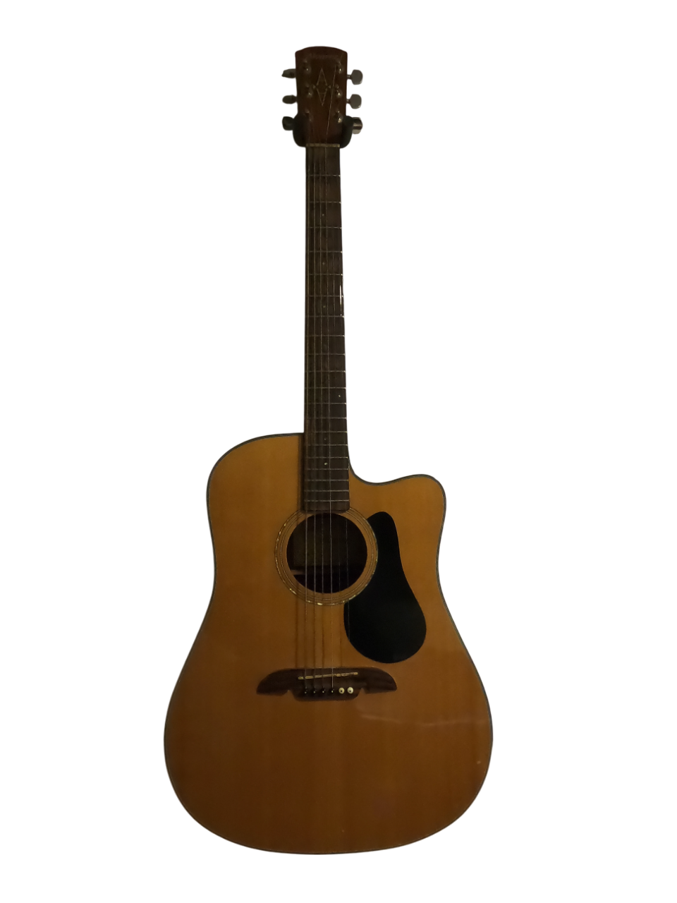Acoustic guitar with a natural wood body