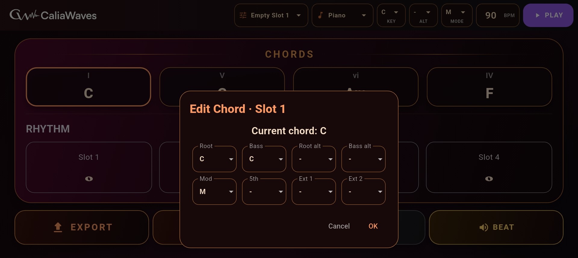 Calia Keys tablet view