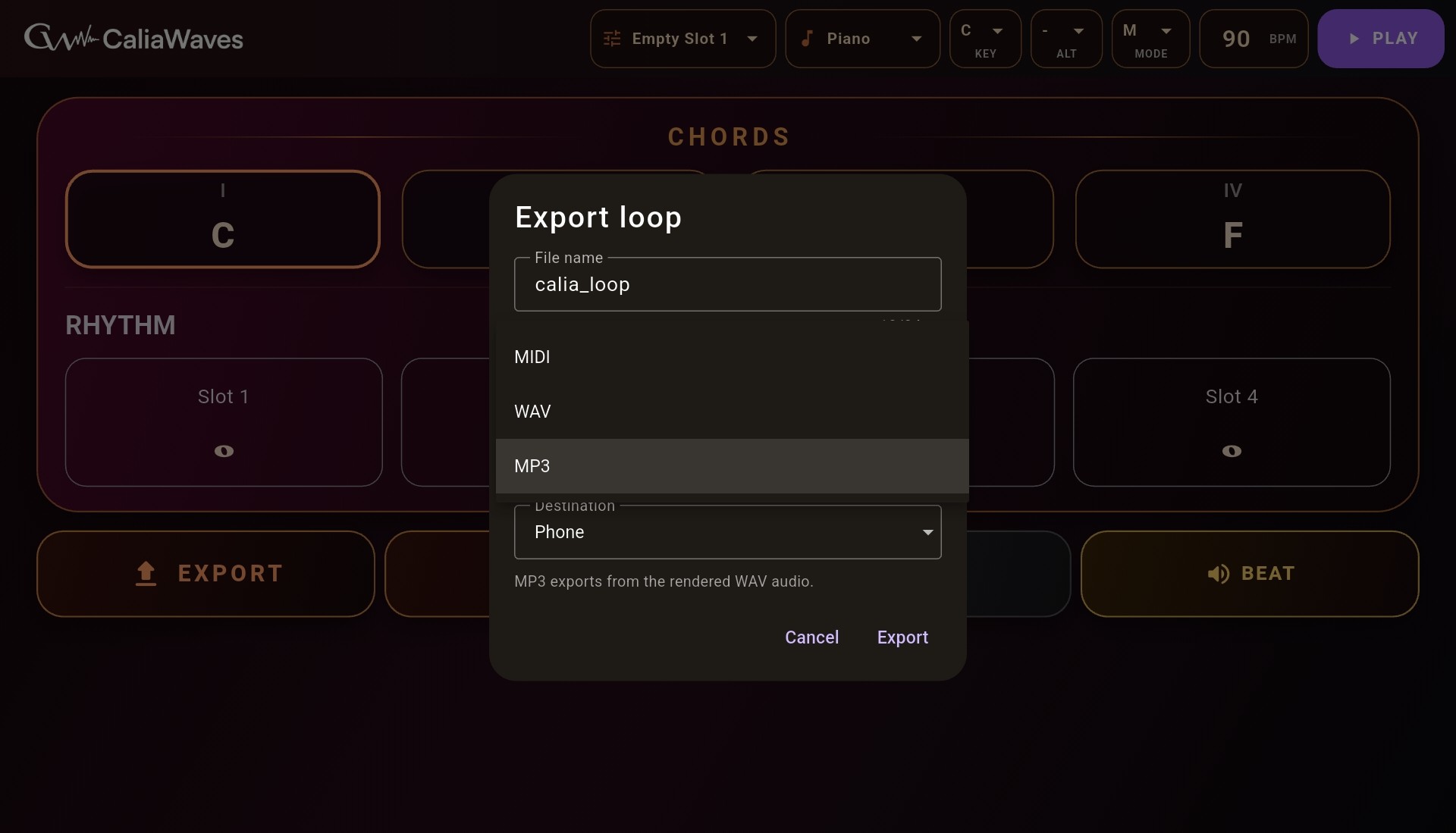 Calia Keys studio workflow